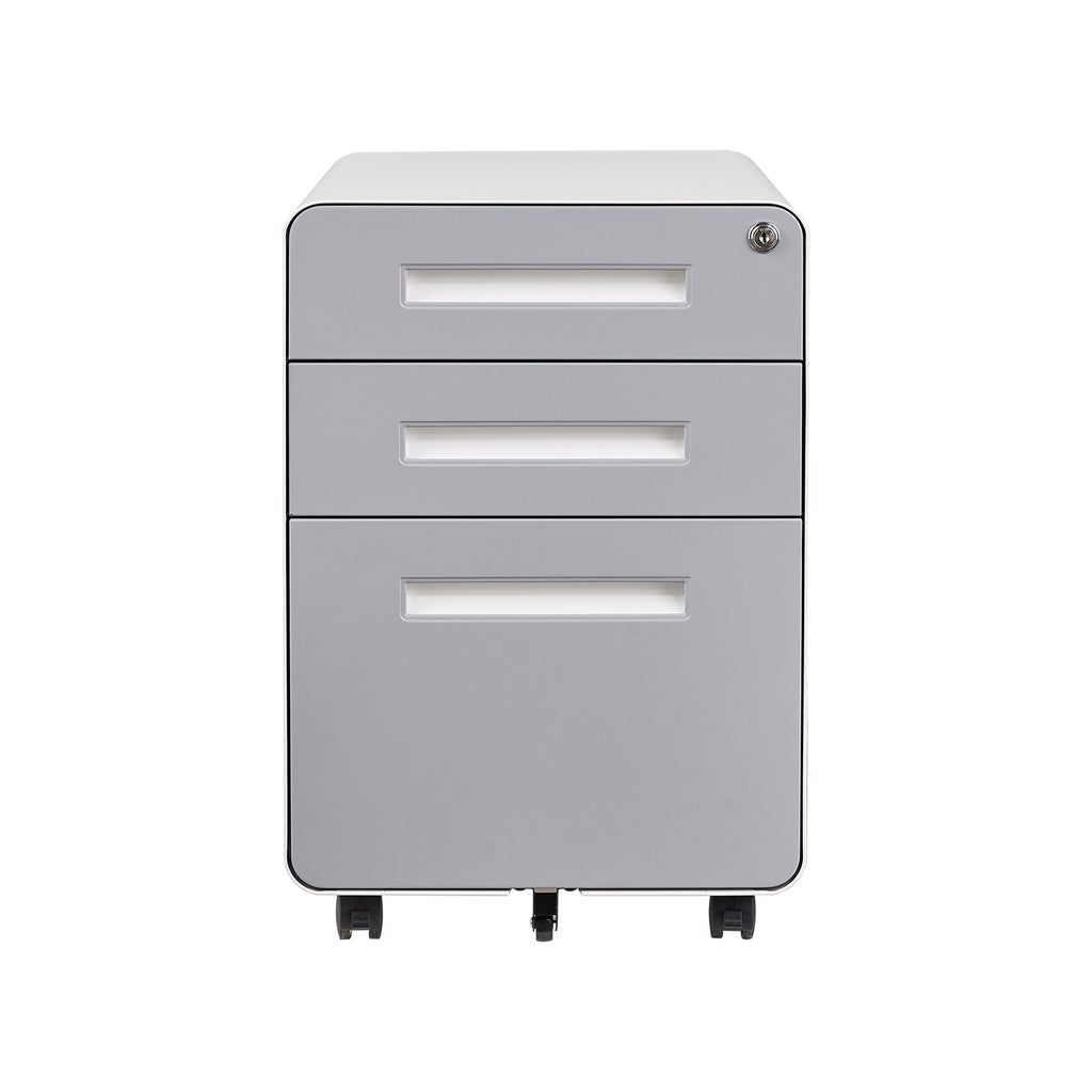 3 Drawer Mobile Pedestal File Cabinet Home Office Furniture - White