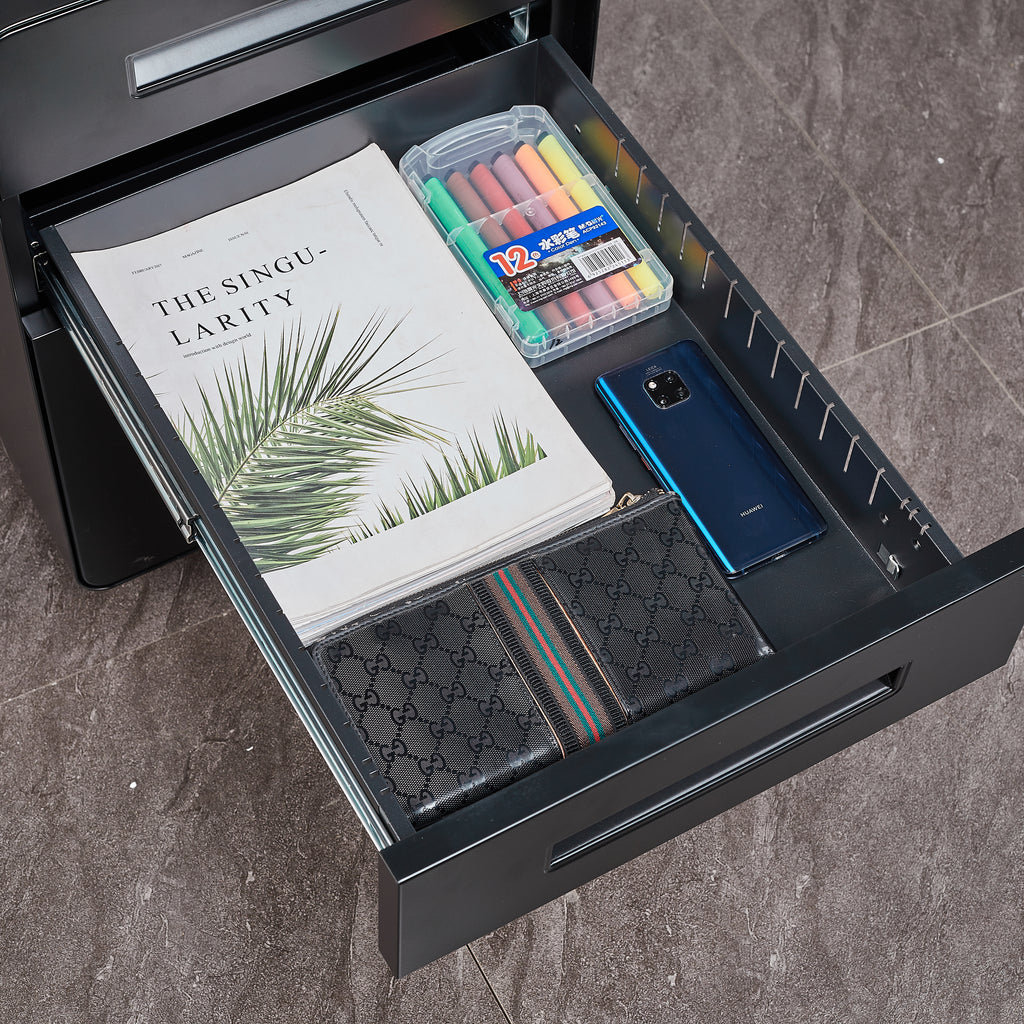 3 Drawer Mobile Pedestal File Cabinet Home Office Furniture - Black Drawer