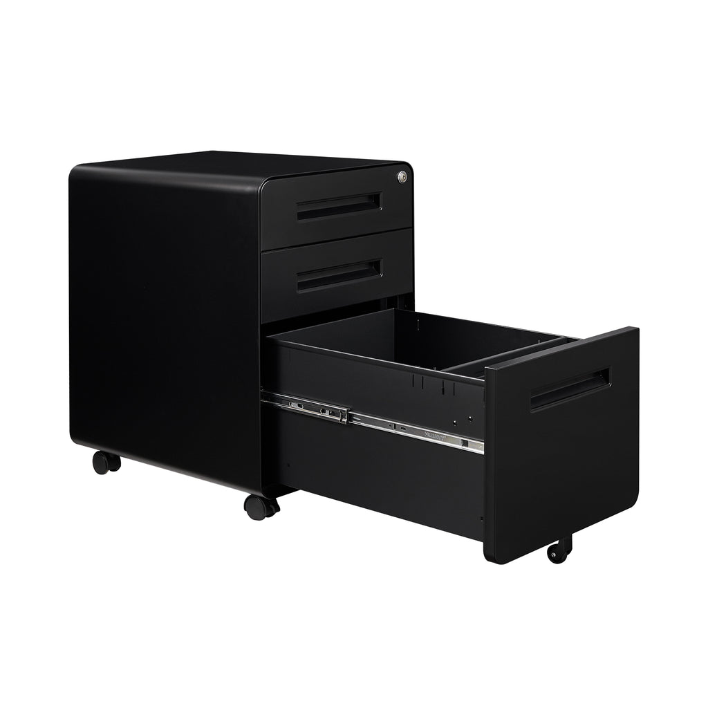 3 Drawer Mobile Pedestal File Cabinet Home Office Furniture - Black
