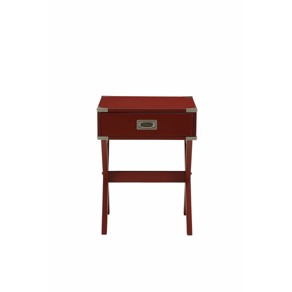 Saddle Brown Babs Square End Table With Wooden "X" Shape Base