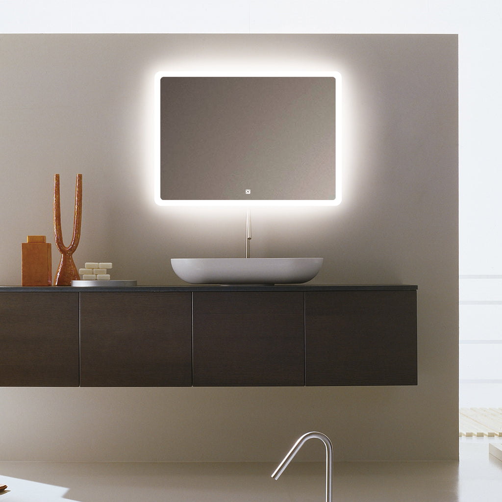 Black Bathroom Vanity LED Lighted Mirror