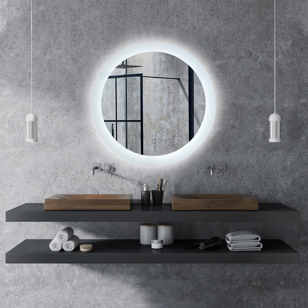 Lavender LED Lighted Bathroom Wall Mounted Mirror with High Lumen+Anti-Fog Separately Control+Dimmer Function