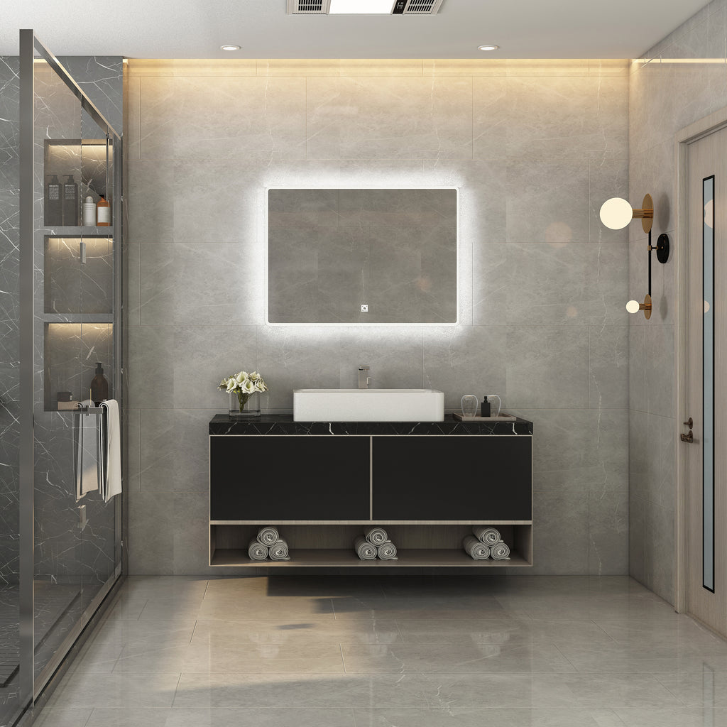 Black Bathroom Vanity LED Lighted Mirror