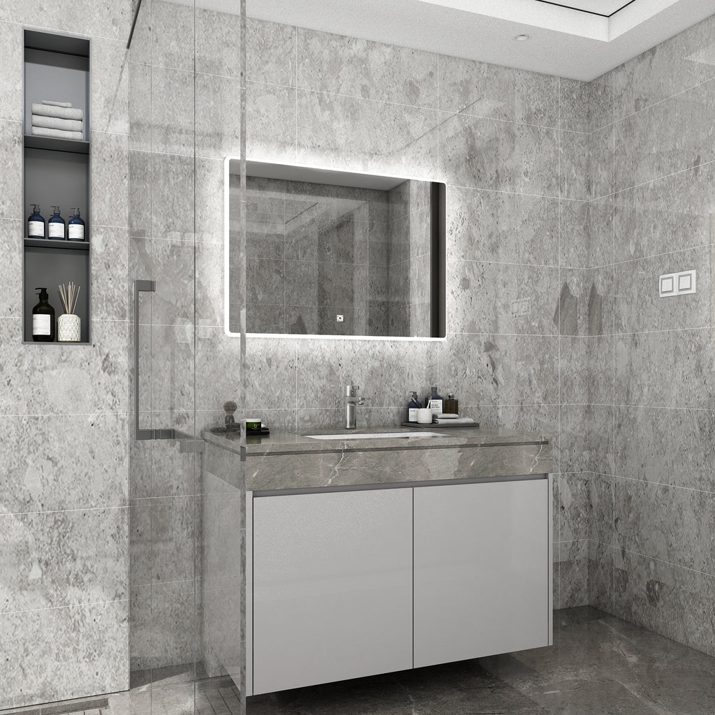 Dark Gray Bathroom Vanity LED Lighted Mirror