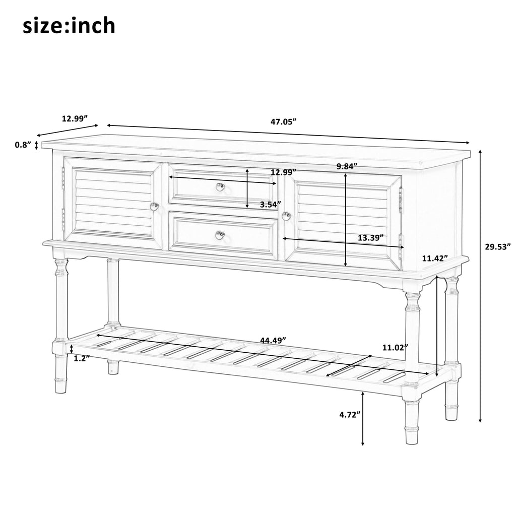 Lavender 47"Modern Console Table Sofa Table for Living Room with 2 Drawers, 2 Cabinets and 1 Shelf