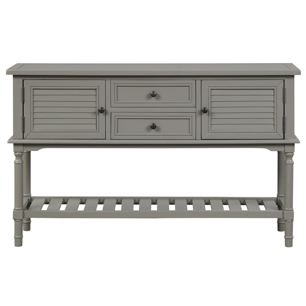 Slate Gray 47"Modern Console Table Sofa Table for Living Room with 2 Drawers, 2 Cabinets and 1 Shelf