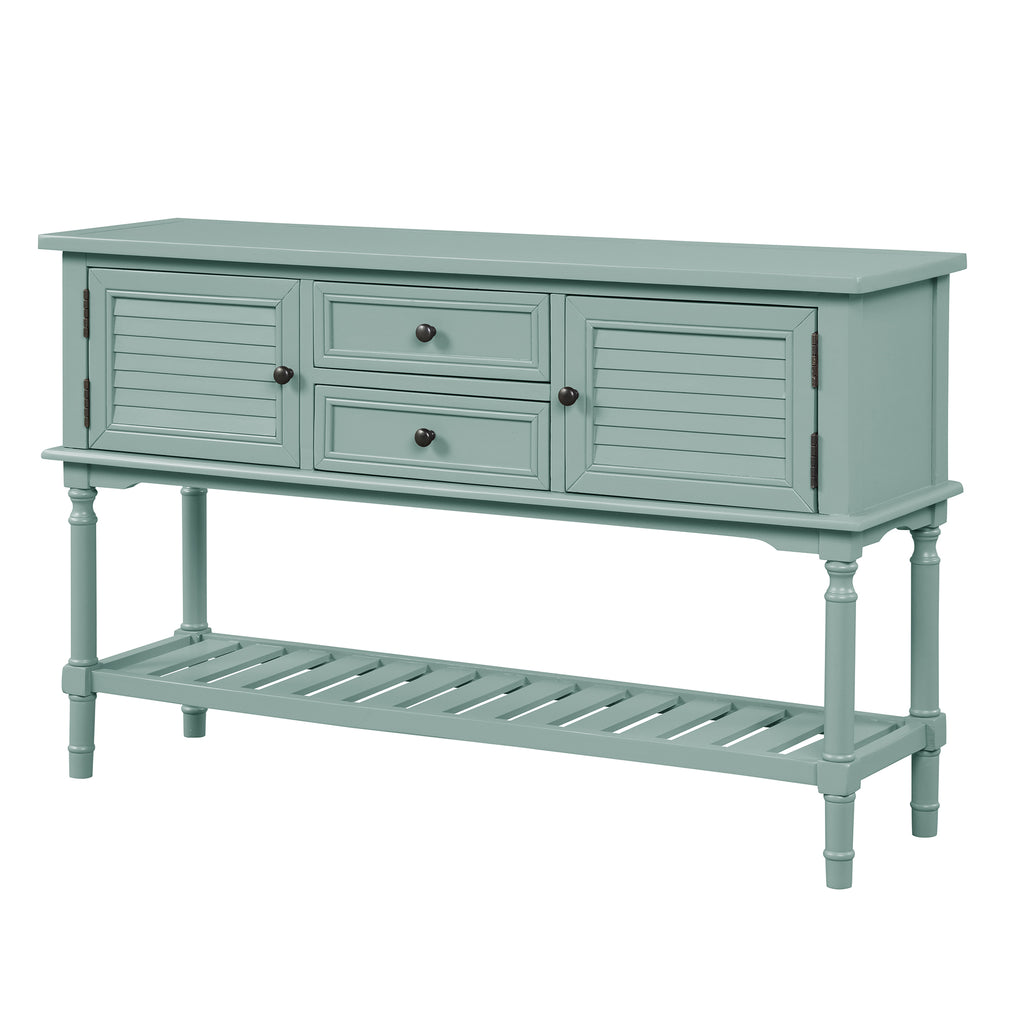 Dark Sea Green 47"Modern Console Table Sofa Table for Living Room with 2 Drawers, 2 Cabinets and 1 Shelf