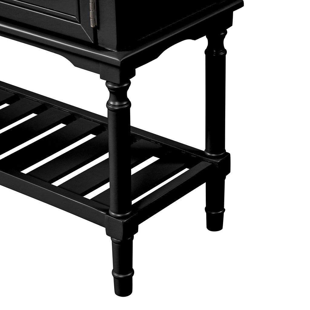 Black 47"Modern Console Table Sofa Table for Living Room with 2 Drawers, 2 Cabinets and 1 Shelf