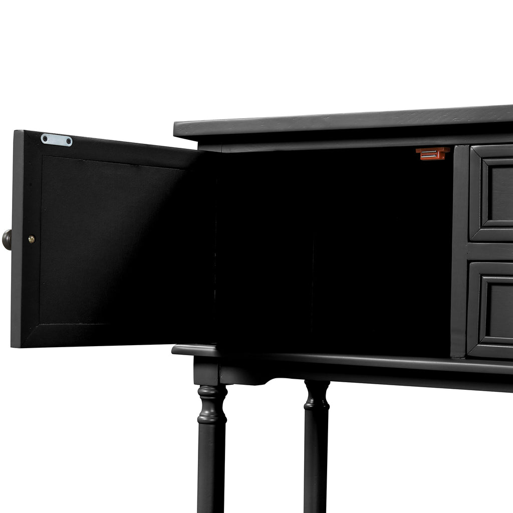 Black 47"Modern Console Table Sofa Table for Living Room with 2 Drawers, 2 Cabinets and 1 Shelf