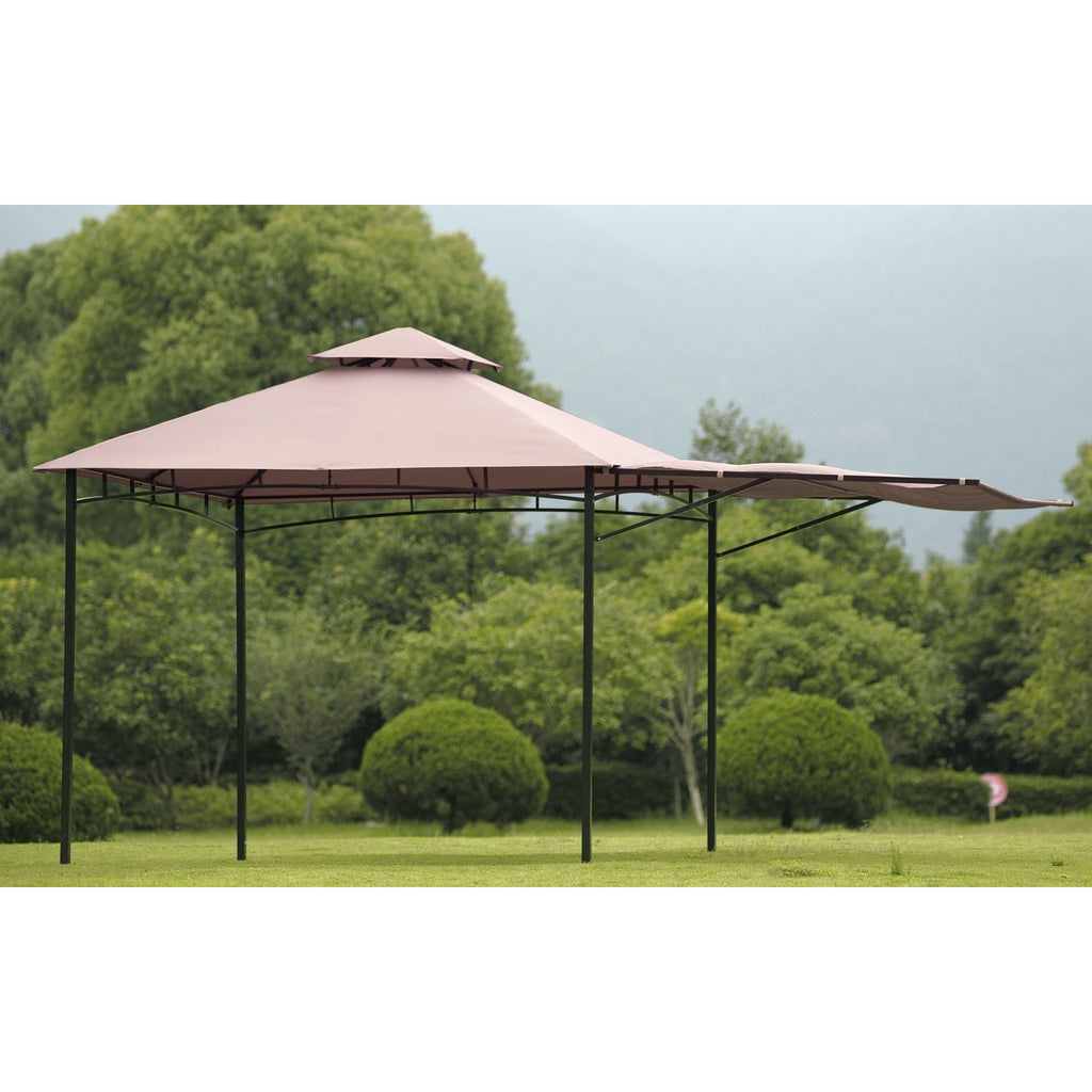 Light Gray U-style Foot Easy Assembly Seasonal Shade UV Protection with Extendable Awning Outdoor Gazebo