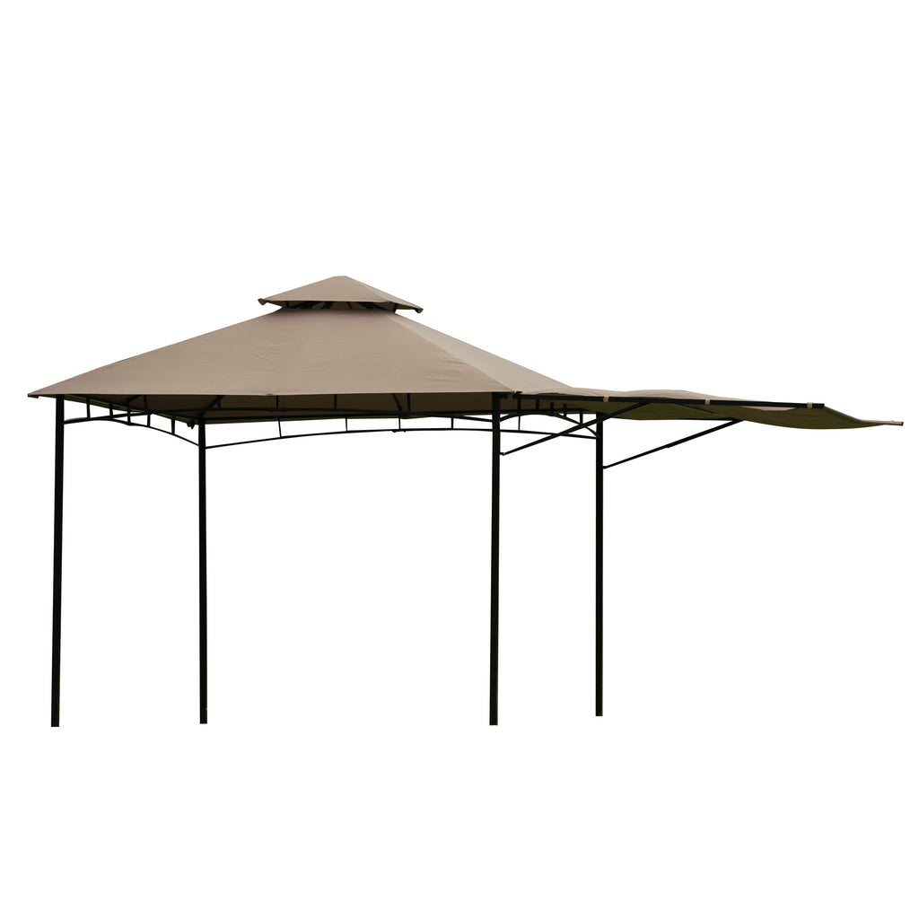 Rosy Brown U-style Foot Easy Assembly Seasonal Shade UV Protection with Extendable Awning Outdoor Gazebo
