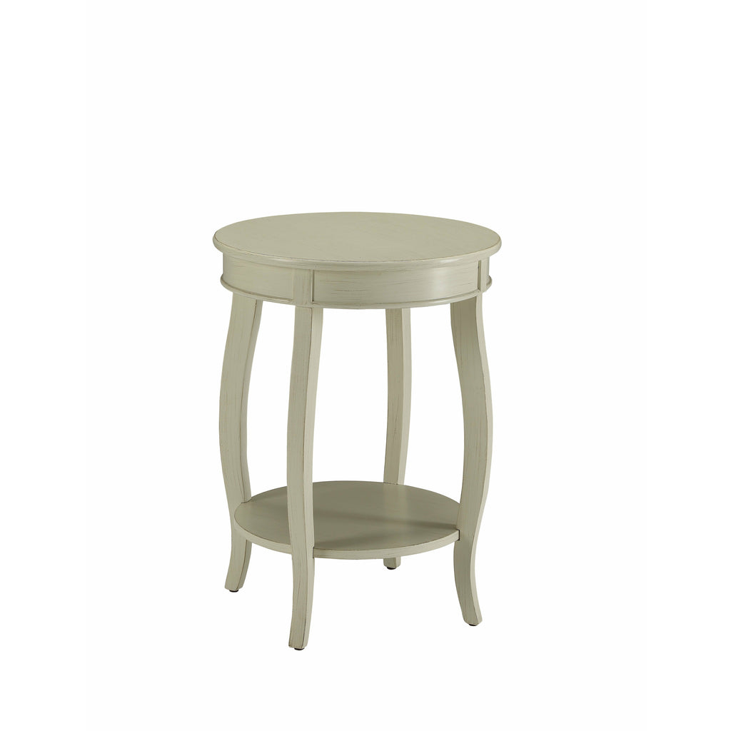 Rosy Brown Aberta Round Top Side Table With Bottom Shelf