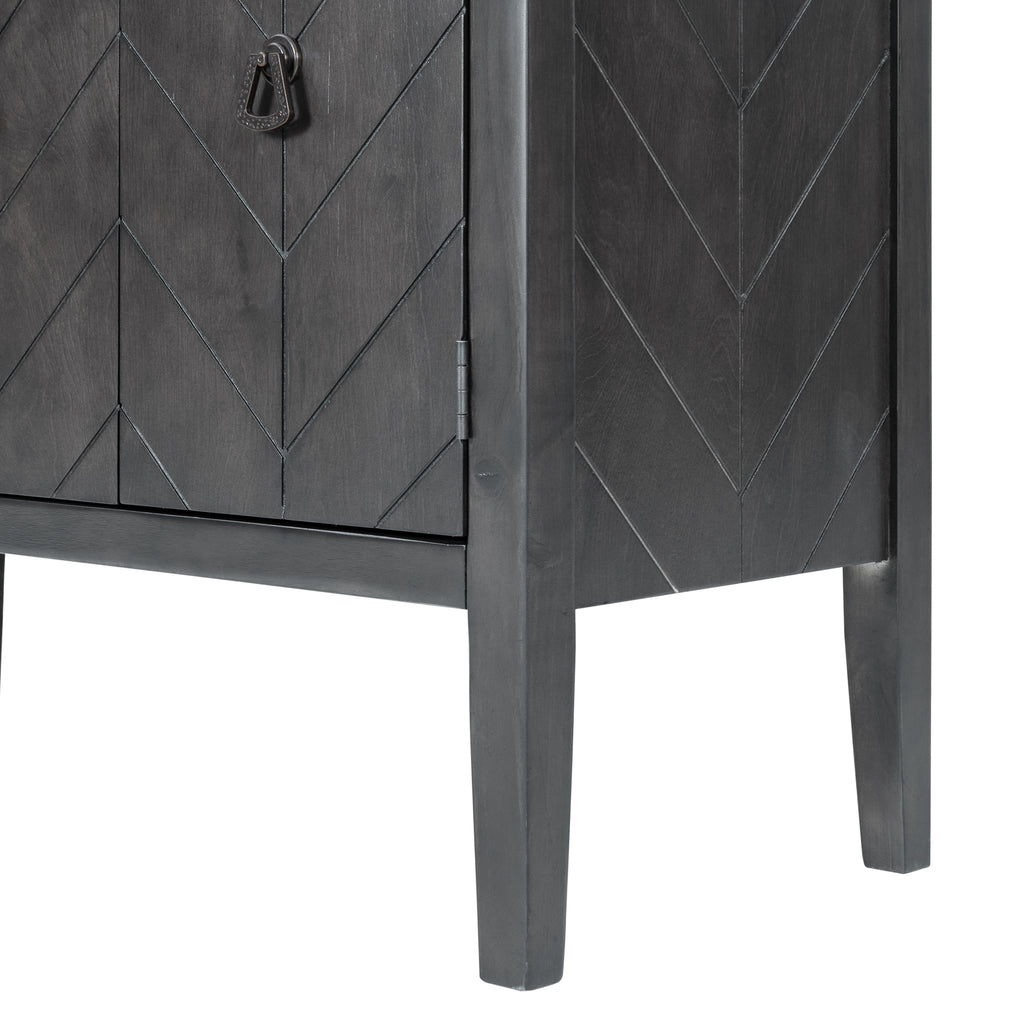 Dark Slate Gray Accent Storage Cabinet Wooden Cabinet with Adjustable Shelf, Antique Gray Modern Sideboard for Entryway, Living Room, Bedroom