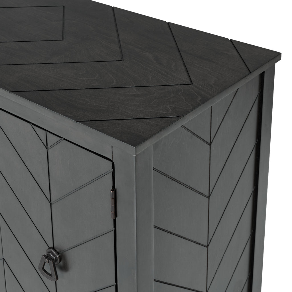 Dark Slate Gray Accent Storage Cabinet Wooden Cabinet with Adjustable Shelf, Antique Gray Modern Sideboard for Entryway, Living Room, Bedroom