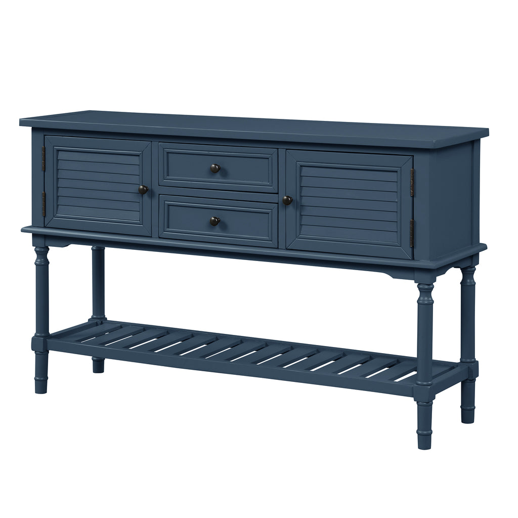 Dark Slate Gray 47"Modern Console Table Sofa Table for Living Room with 2 Drawers, 2 Cabinets and 1 Shelf