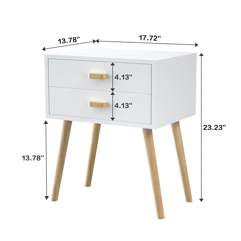 Light Gray Removable drawers Night Stand with Wood Legs