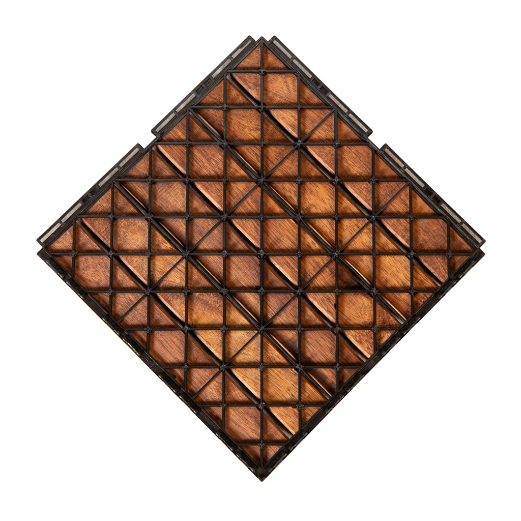 Saddle Brown 12" x 12" Square Acacia Wood Interlocking Flooring Tiles Striped Pattern (Pack of 10 Tiles)