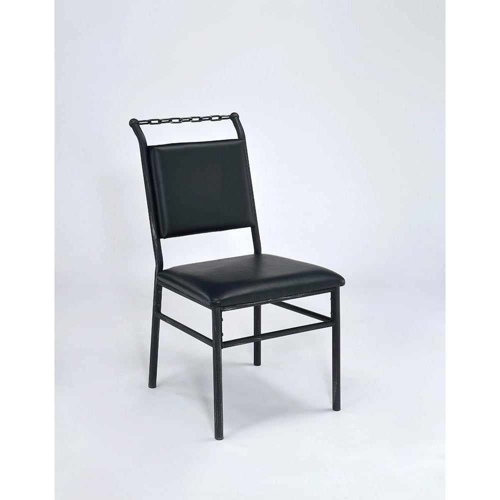 Lavender 36" H Jodie Armless Chair With Padded Seat in Black PU & Antique Black