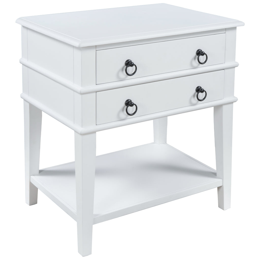 Light Gray Sofa Side End Table with 2 Spacious Drawers, Console Table for Hallway/Living Room
