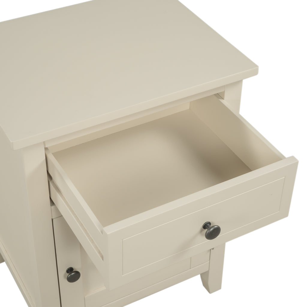 Gray End Table Solid Wood with 1 Drawer