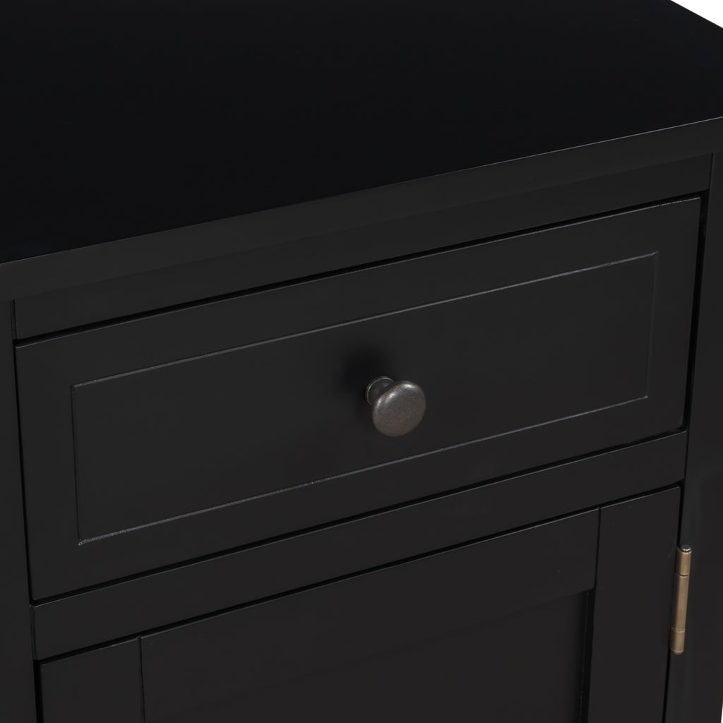 Black End Table Solid Wood with 1 Drawer