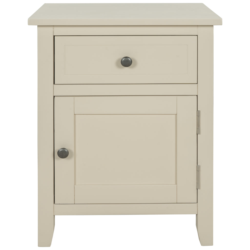Gray End Table Solid Wood with 1 Drawer