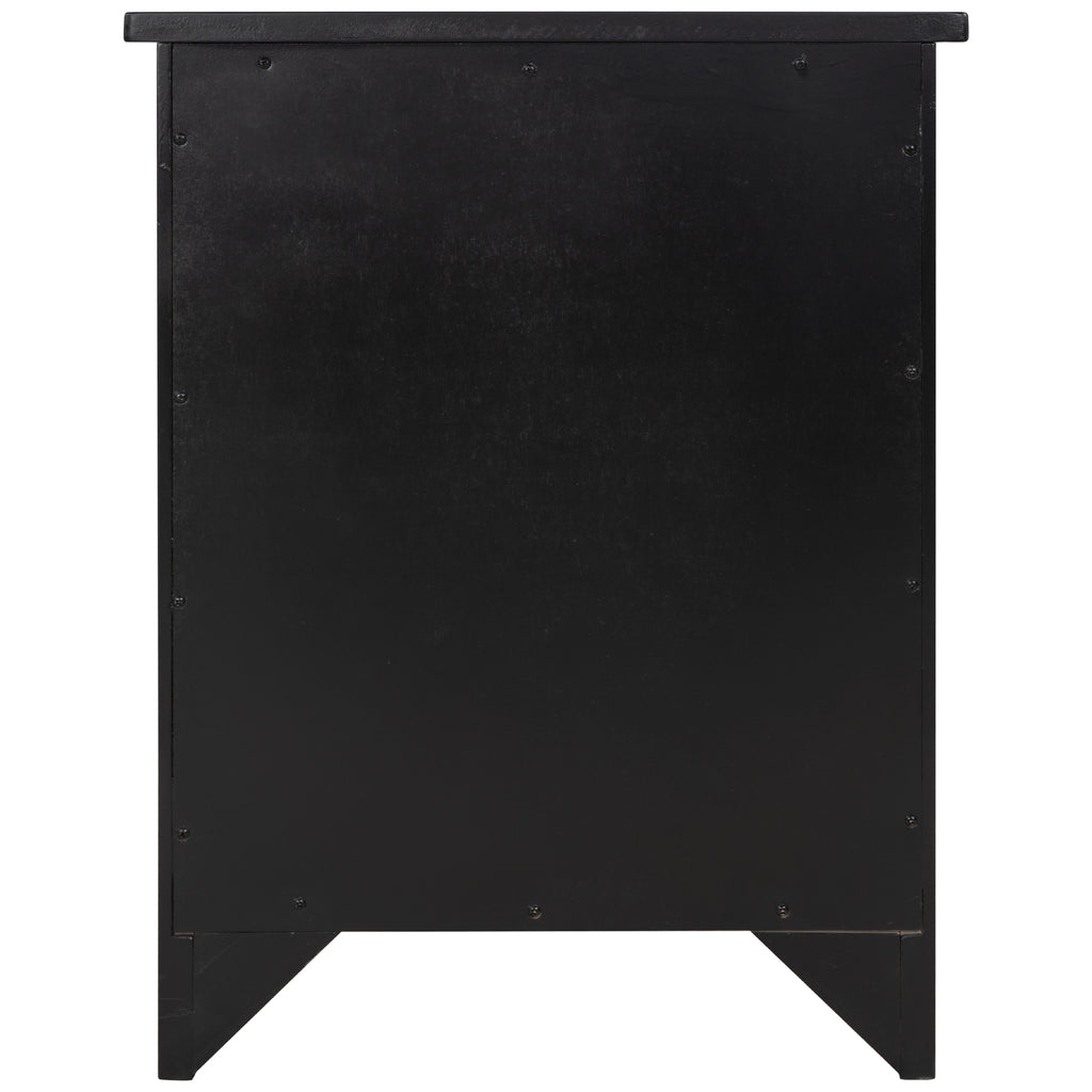Black 3-Drawer End Table Storage Wood Cabinet /Solid Wood Frame