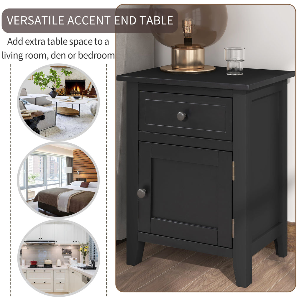 Dark Slate Gray End Table Solid Wood with 1 Drawer