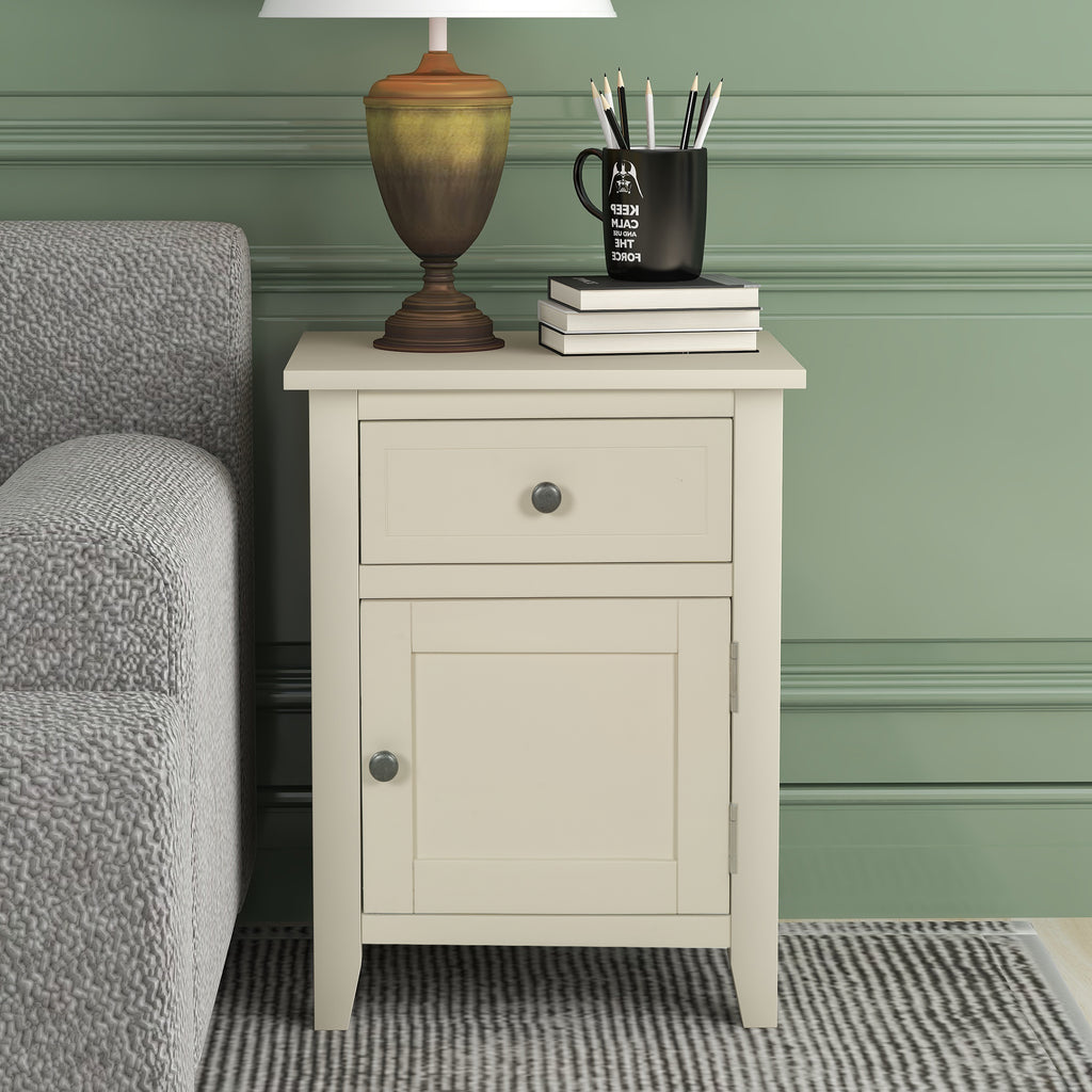 Light Slate Gray End Table Solid Wood with 1 Drawer