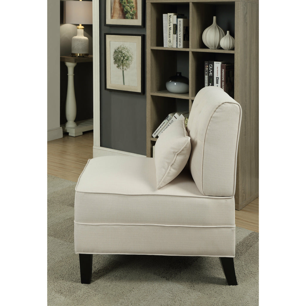 Slate Gray Susanna Accent Chair & Pillow in Cream Linen