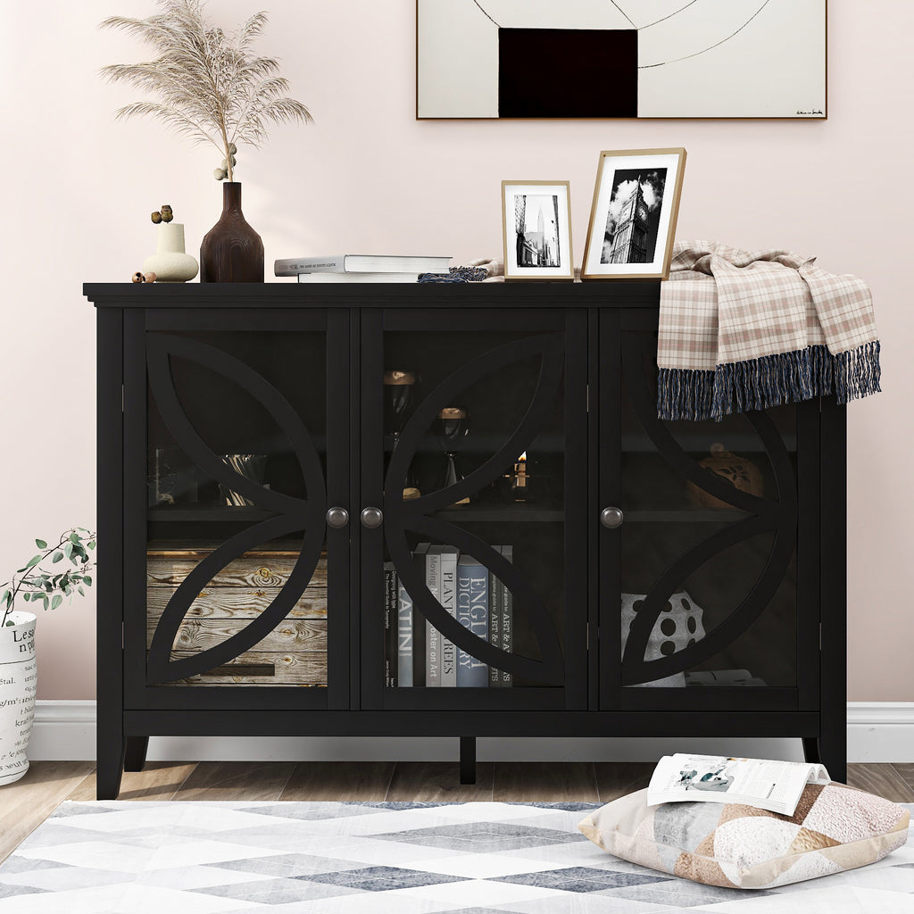 Black Accent Storage Cabinet Wooden Cabinet with Adjustable Shelf, Modern Sideboard for Entryway, Living Room, Bedroom