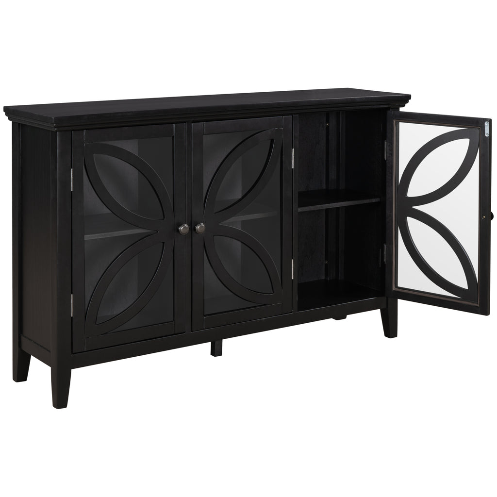 Black Accent Storage Cabinet Wooden Cabinet with Adjustable Shelf, Modern Sideboard for Entryway, Living Room, Bedroom