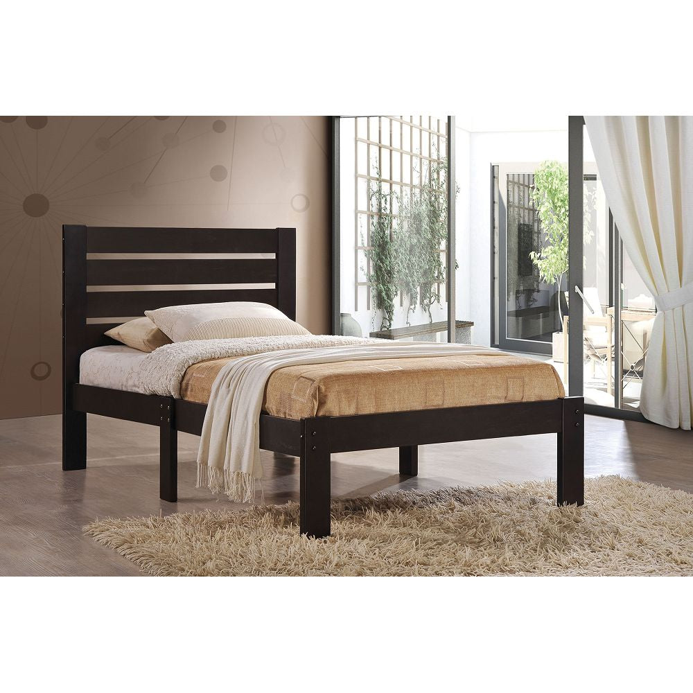 Rosy Brown Kenney Twin Bed With Slatted Headboard in Espresso BH21085T