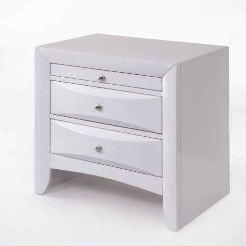 Light Gray Ireland Wooden End Table With Two Drawers & A Tray
