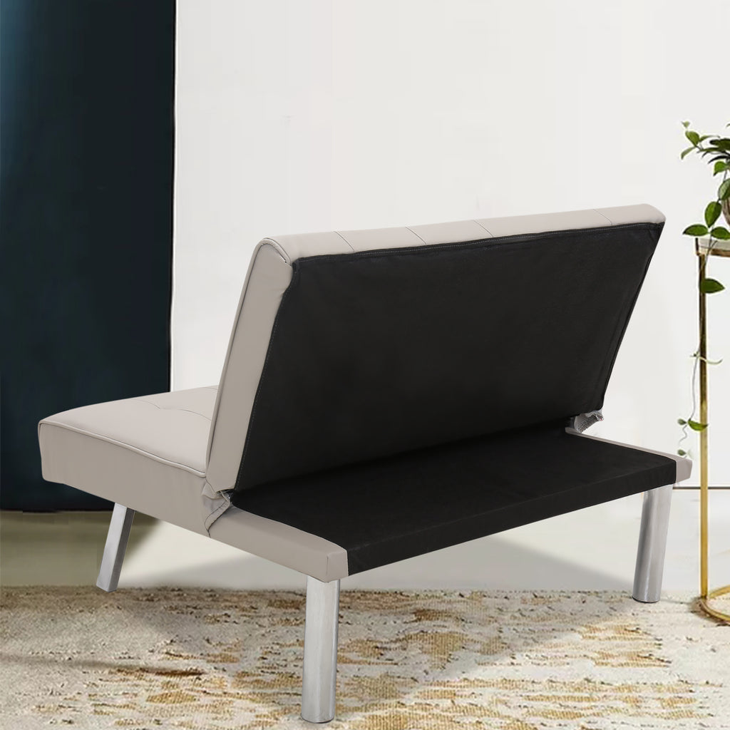 Black PU Leather Convertible Folding Sofa Chair Single Futon Sofa Couch BH5012729