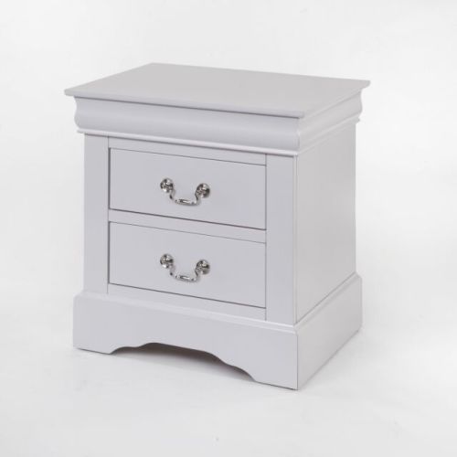 Gray 2 Drawers End Table Bedroom Nightstand