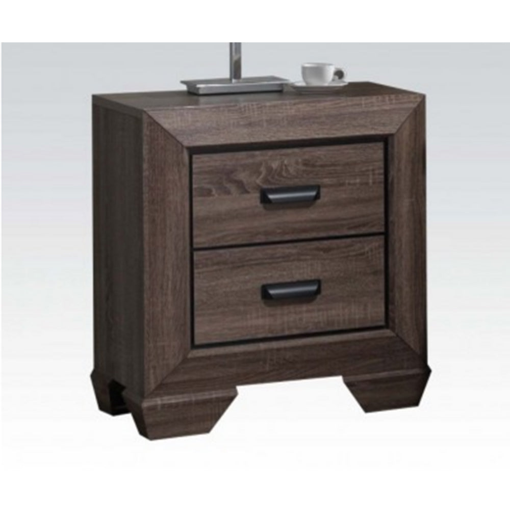 Dark Olive Green Lyndon Nightstand With Two Drawers in Weathered Gray Grain BH26023