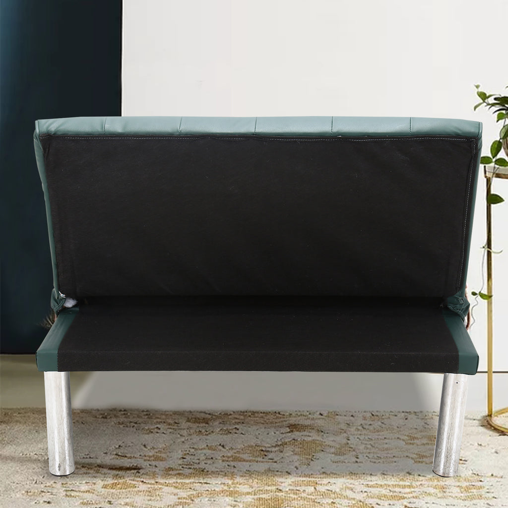 Black PU Leather Convertible Folding Sofa Chair Single Futon Sofa Couch BH5012729