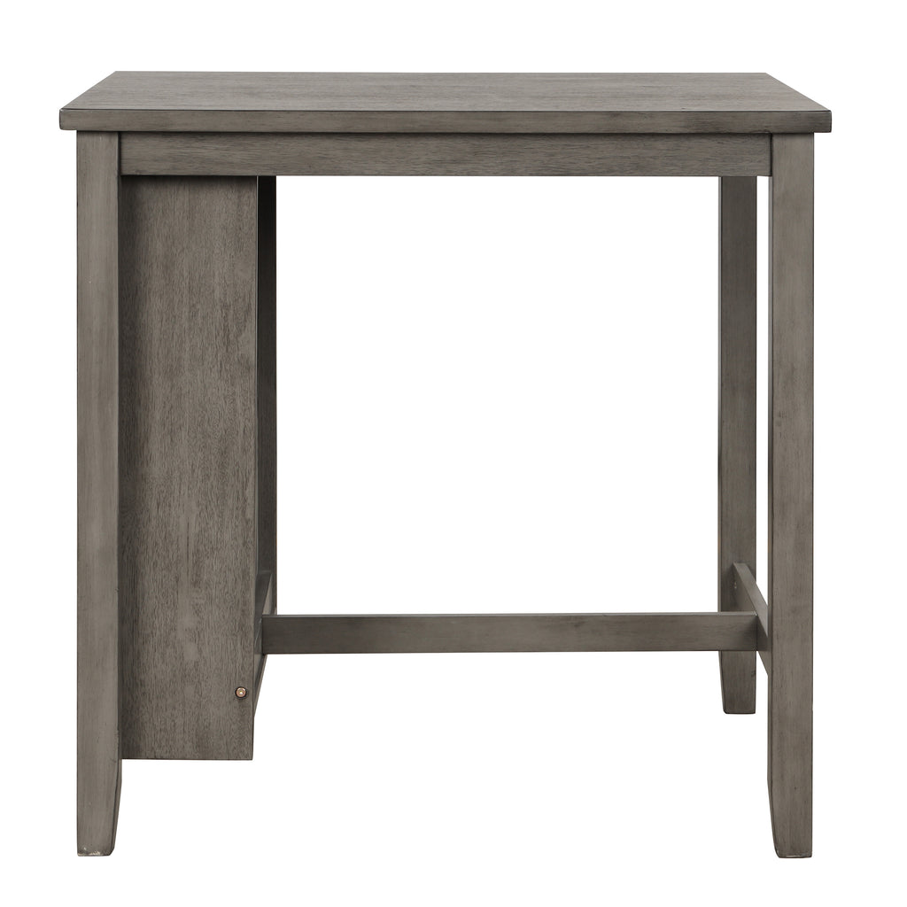 3 Counts - Square Dining Table with Padded Stools, Table Set with Storage Shelf Dark Gray - Table