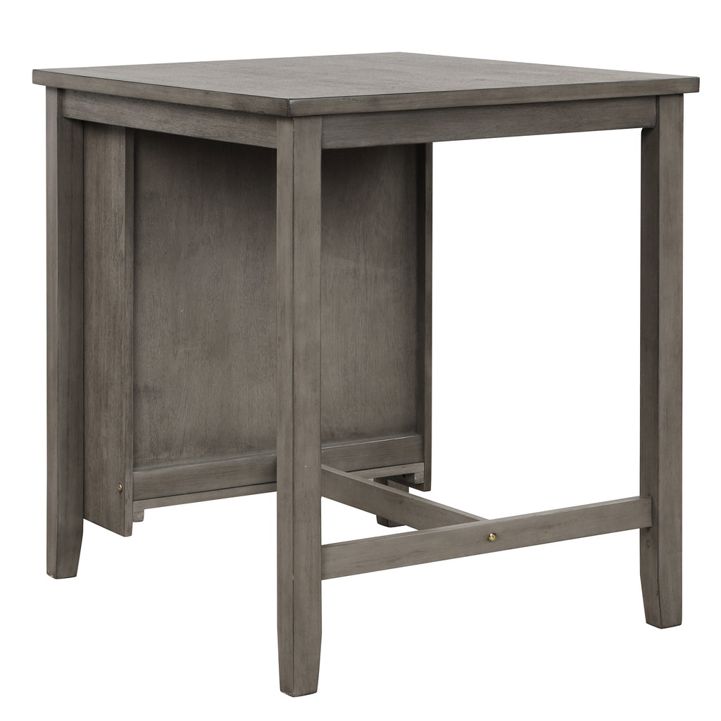 3 Counts - Square Dining Table with Padded Stools, Table Set with Storage Shelf Dark Gray - Table