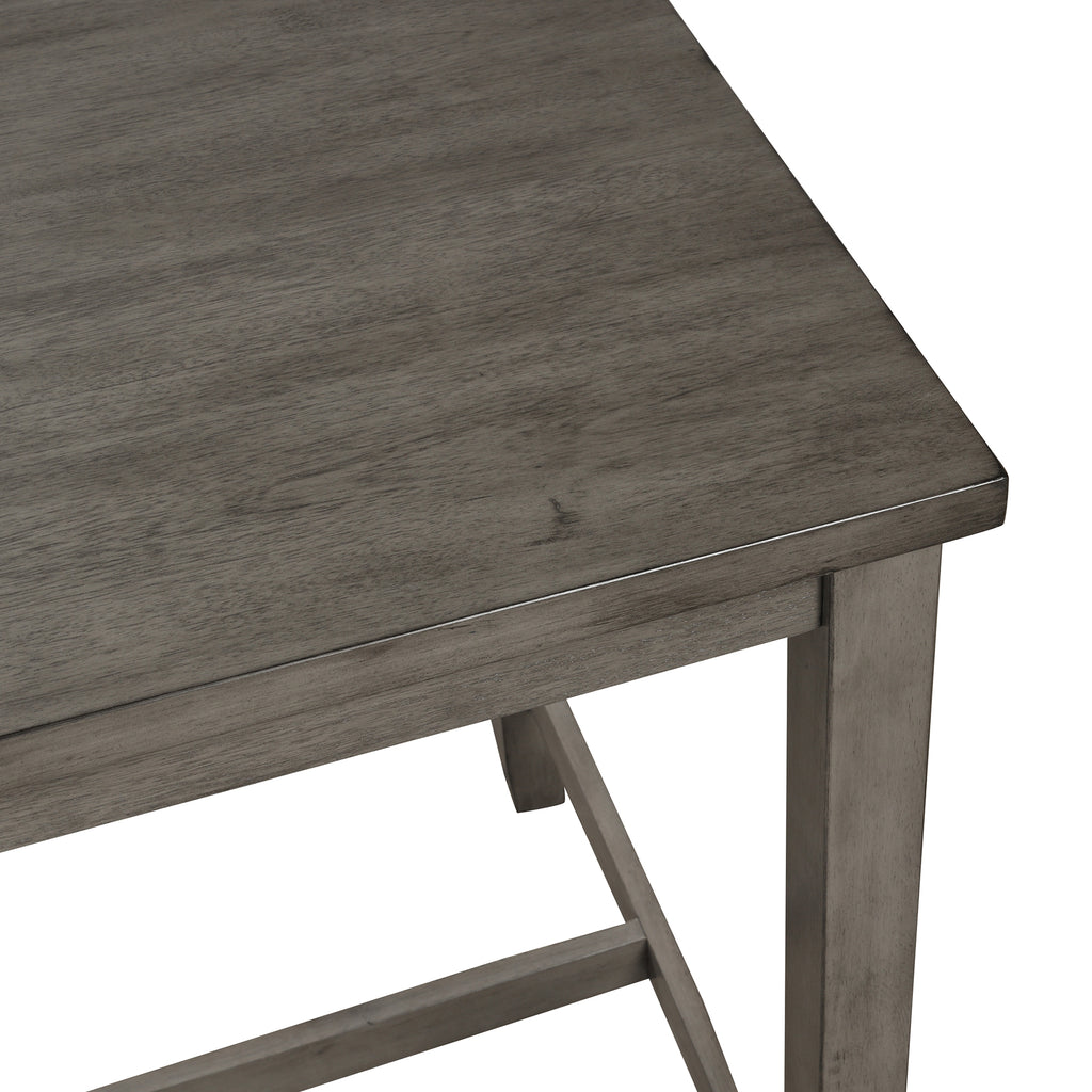 3 Counts - Square Dining Table with Padded Stools, Table Set with Storage Shelf Dark Gray