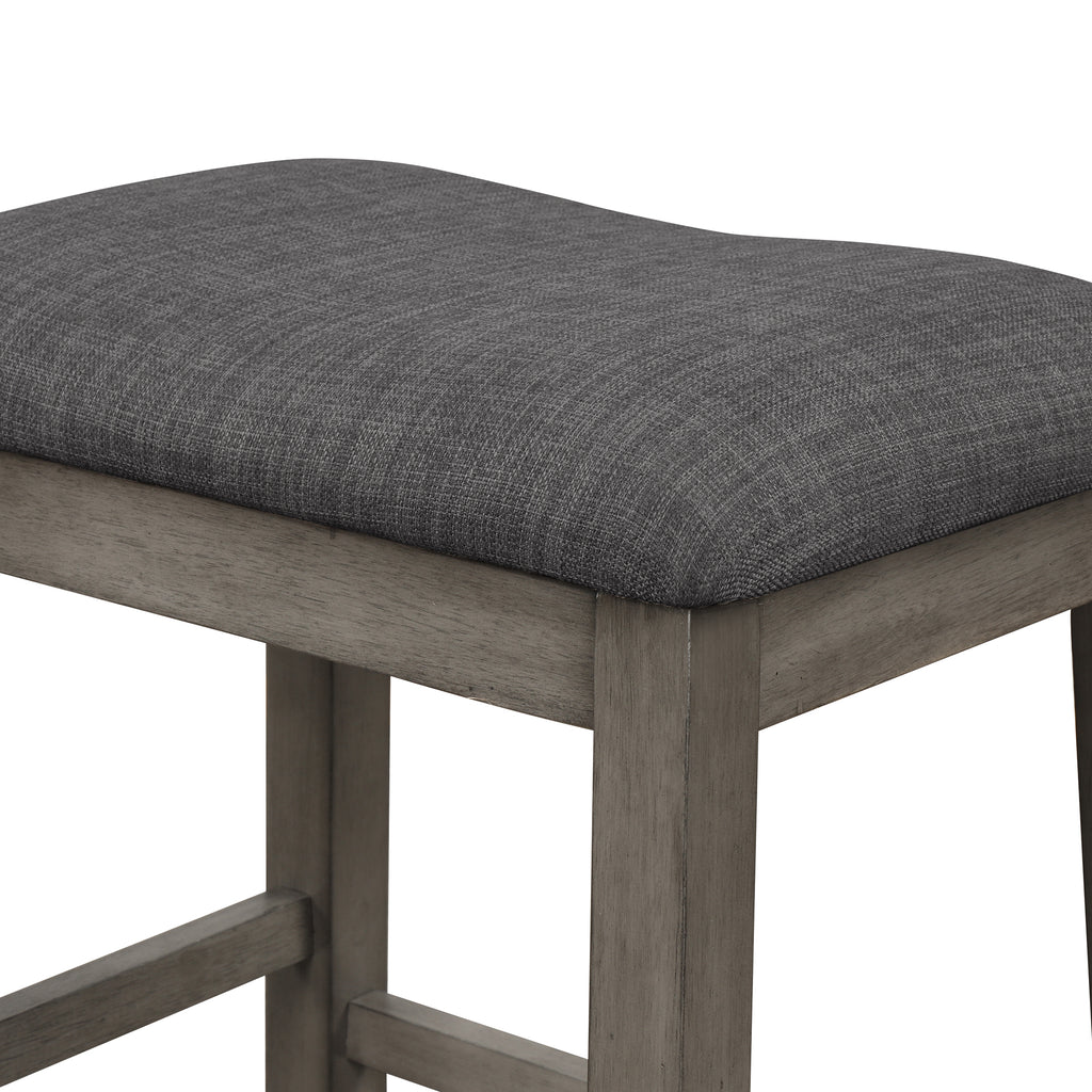 3 Counts - Square Dining Table with Padded Stools, Table Set with Storage Shelf Dark Gray - Stool