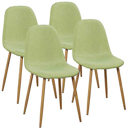 Dark Khaki Side Metal Legs Cushion Seat Back Dining Room Chairs Set of 4