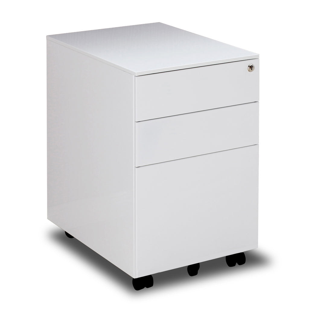 Light Gray Movable 3 Drawers Metal File Cabinet Lockable Pedestal Files