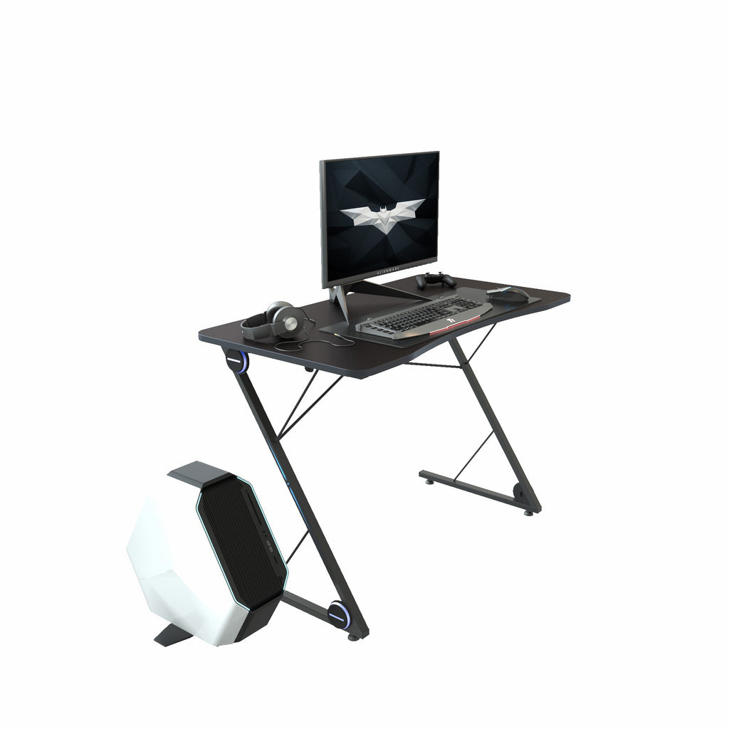 Dark Slate Gray Gaming Desk with Headphone Holder, Cup Holder, Game Handles Holder