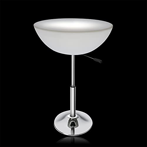 Light Gray 23.5" Adjustable Height LED Light Furniture Bar Stool Table-Round Shape-Remote Control