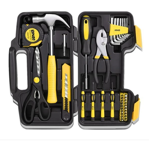 Light Goldenrod 39 Pieces Household Hand Tool Kit With Toolbox