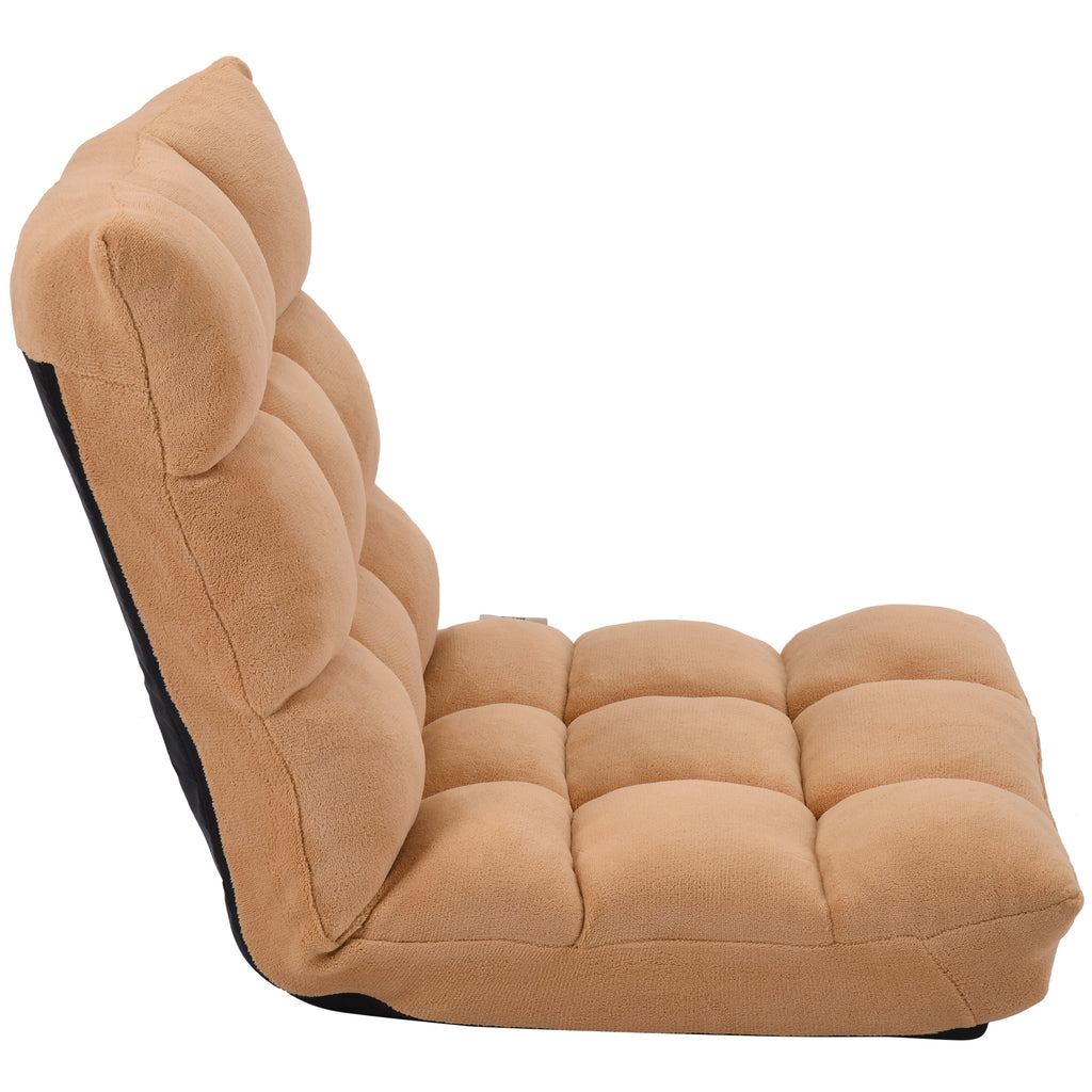 White Fabric Upholstered Folding Lazy Sofa Chair Floor Sofa Chair Five Angle Adjustable