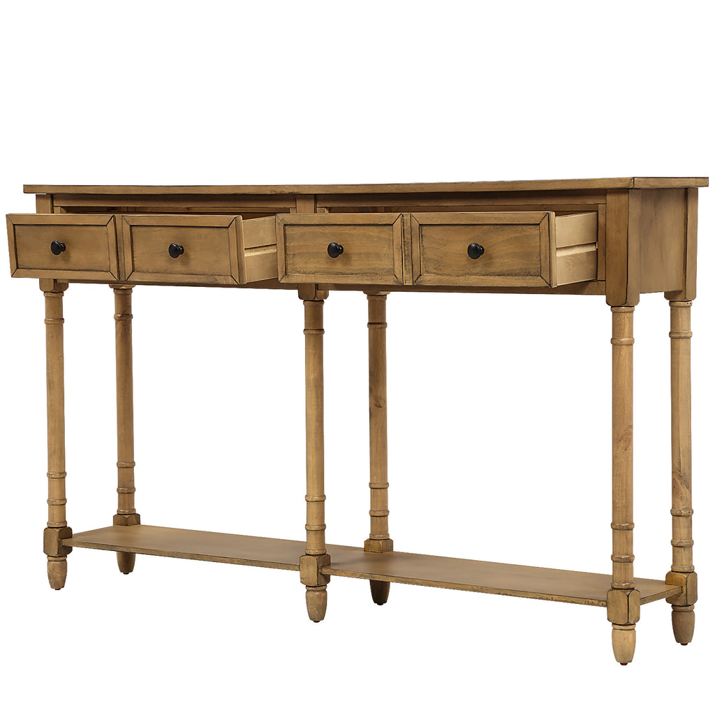 Sienna Console Table Sofa Table with Two Storage Drawers and Bottom Shelf