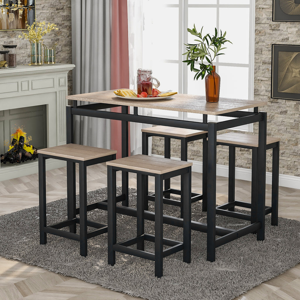 Dark Slate Gray 5 Counts - Kitchen Counter Height Table Set Dining Table with 4 Chairs BH196232